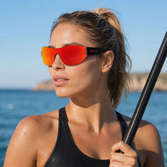 BAPORSSA Sprint A2522 sunglasses shown on a model for fit guidance