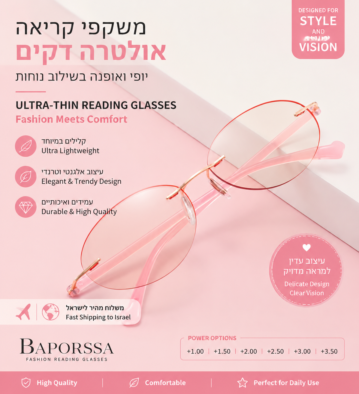 BAPORSSA A2537・軽量でおしゃれな老眼鏡