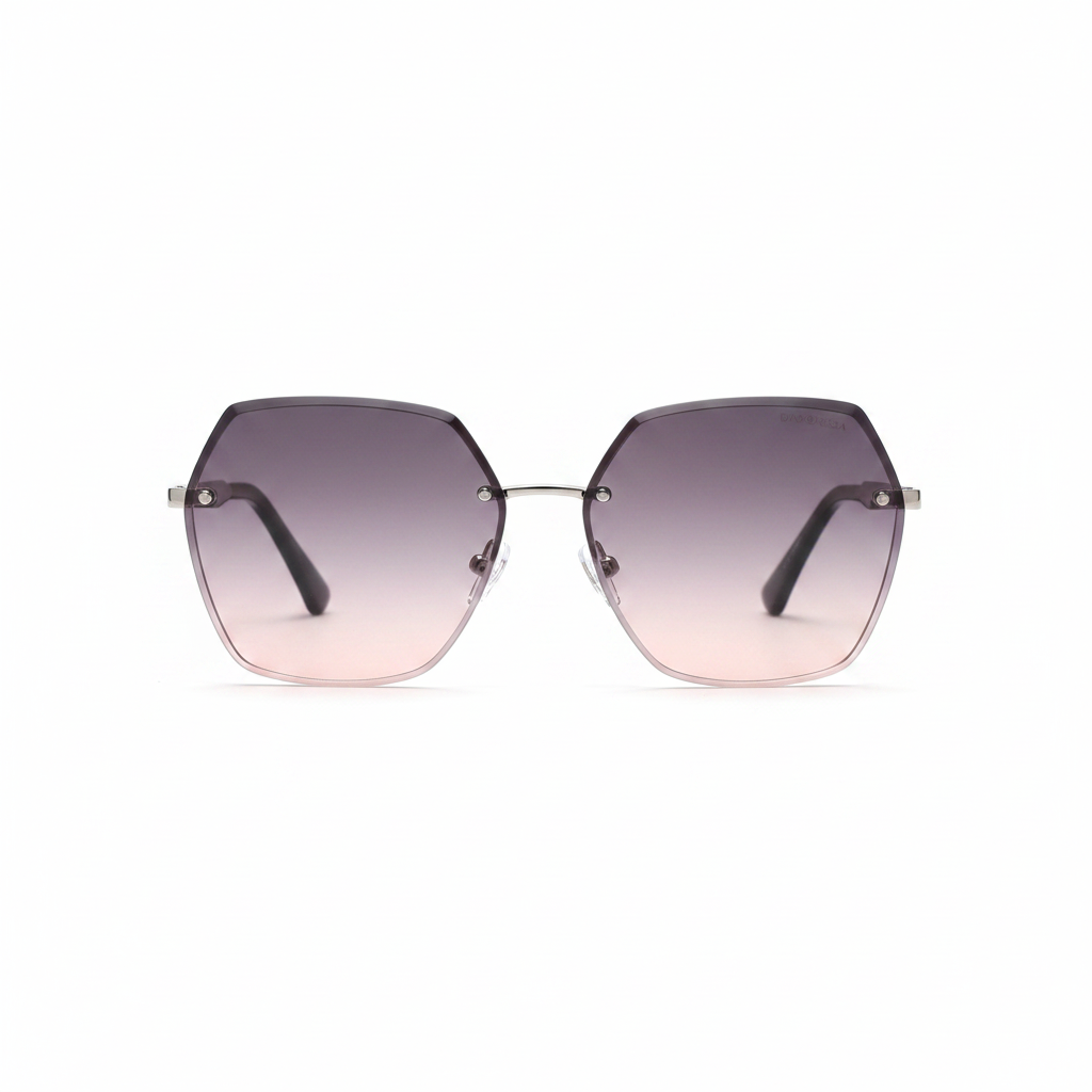 BAPORSSA AB2301 rimless geometric sunglasses on a white background