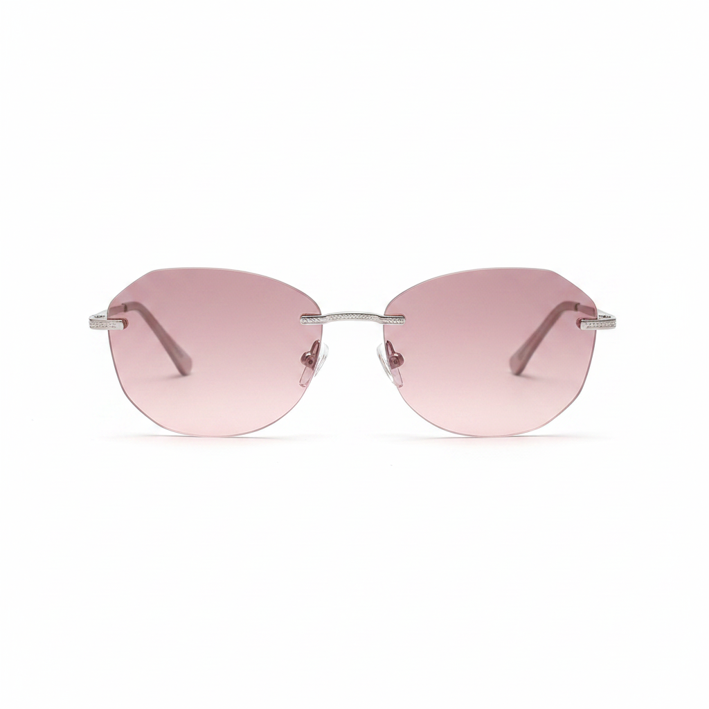 BAPORSSA B2605 rimless geometric sunglasses on a white background