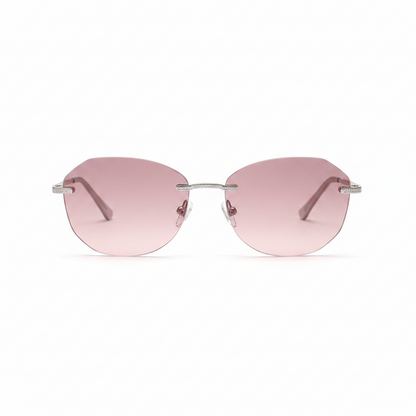 BAPORSSA B2605 rimless geometric sunglasses on a white background